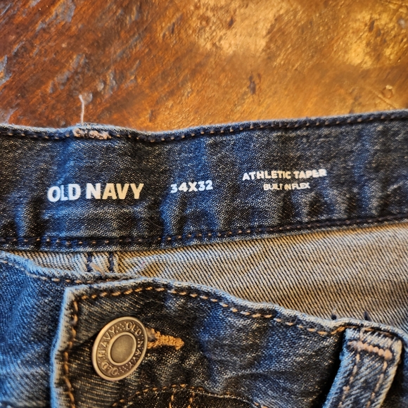 Old Navy Jeans Mens 34X32 Dark Wash Denim Athletic Taper Built In Flex 5 Pocket - Picture 2 of 7
